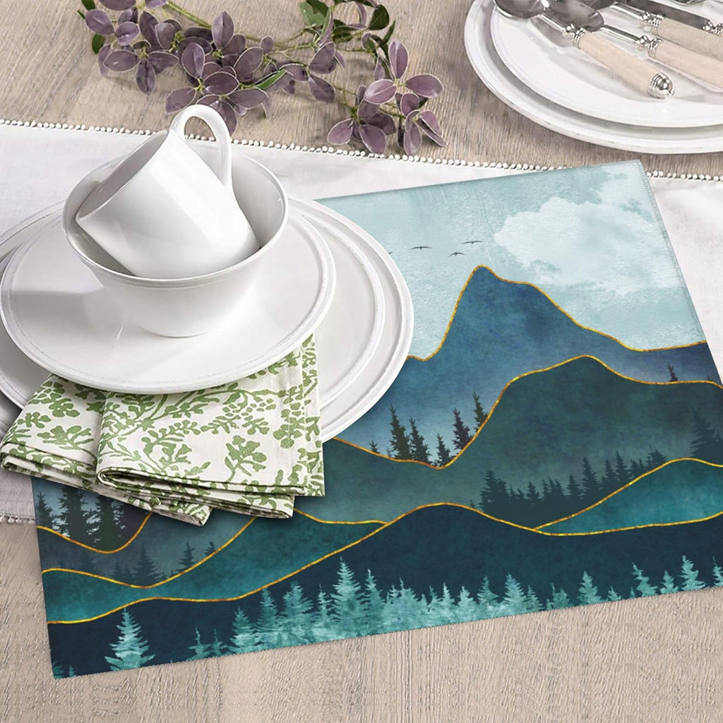 Mountain Peaks Nature Landscape Kitchen Drying Mat Modern Decorative Microfiber Dish Drainer Mat for Kitchen Counter Absorbent Reusable Washable 16x18 Inch