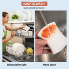 HOMERHYME Natural Dish Sponge 24 Pack, Non-Scratch Scrub Sponge, Eco Multipurpose Kitchen Sisal Fiber Cellulose Sponge, Odor-Less Dual-Sided for Dish Washing & Household Cleaning