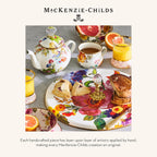 MACKENZIE-CHILDS Enamel Serving Platter, Decorative Serving Platter for Food, 16 Inches, White Flower Market