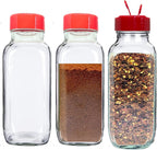 JARMING COLLECTIONS 16 oz Glass French Square Spice Jars with Shaker Lids - Elegant Design for Food Storage and Kitchen Organization - Enhance Your Spice Storage – Made in USA