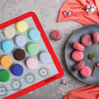 HOTPOP Piping Bags and Tips Set for Macarons - 17-Piece Baking Supplies Kit - Reusable Silicone Pastry Bags - 2 Half-Size Baker Mats - Ideal for Home Pastry Baking (16.5"x11.5")