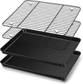 TeamFar Baking Sheet with Rack Set, 16 x 12 x 1” Nonstick Cookie Baking Pan Tray with Cooling Rack, for Baking/Roasting/Cooling, Healthy & Heavy-Duty, Easy Clean, Set of 4