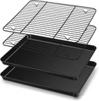 TeamFar Baking Sheet with Rack Set, 16 x 12 x 1” Nonstick Cookie Baking Pan Tray with Cooling Rack, for Baking/Roasting/Cooling, Healthy & Heavy-Duty, Easy Clean, Set of 4