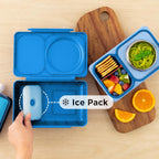 Omie OmieBox UP bento Box for Kids | Insulated Lunch Box | Leak Proof Vacuum Insulated Thermal Food jar | Cooler ice Pack | 2 Compartments (Cosmic Blue)