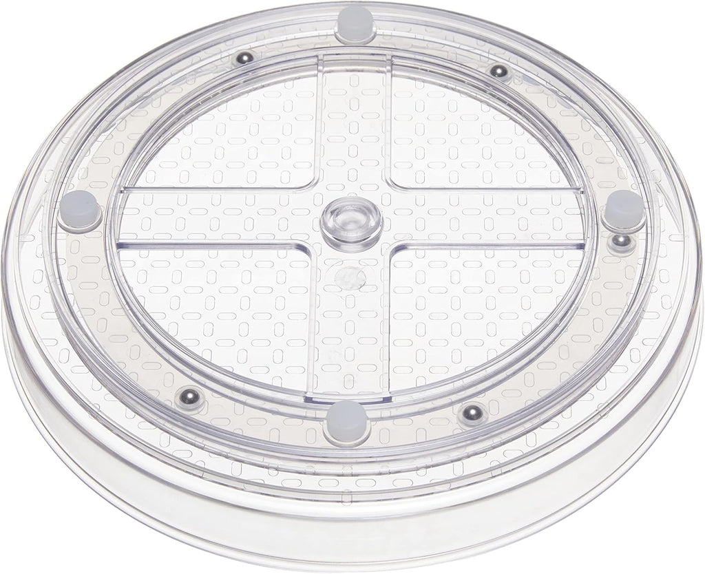 Amazon Basics 2 Tier Lazy Susan Turntable Organizer, 9" Diameter, 2-Pack, Clear