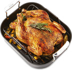 All-Clad Essentials Hard Anodized Nonstick Roaster with Rack 11x14 Inch Oven Broiler Safe 500F Roaster Pan, Pots and Pans, Cookware Black