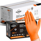 TitanFlex Heavy Duty Orange Nitrile Gloves, 6 Mil, Raised Diamond Texture, Mechanic Disposable Gloves, Latex Free Powder Free