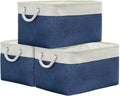TheWarmHome Organization and Storage Basket for Organizing - X Large 3 Pack 17.7L×13.8W×9.8H in Collapsible Storage Bin for Shelves, Basket for Gifts Empty Toys Organizer Gift (White & Jean Blus)