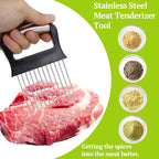 Suuker Onion Holder for Slicing, 2 Pieces Large Onion Cutter Vegetable Chopper, Stainless Steel Tomato Slicer for Potato Lemon, Meat Tenderizer Tool, Kitchen Food Slicer Guide for Neat Slicing