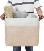 DECOMOMO Extra Large Storage Baskets 54.5L Fabric Storage Bins for Organizing Linen Closet, Toys, Nursery (Beige and White, XXXL - 3 pack)