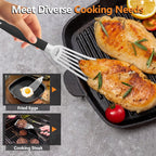 Fish Spatula Stainless Steel, Metal Spatula for Cast Iron Skillet, Slotted Turner with Silicone Handle for Cooking, Grilling, Flipping, Egg, Cookie, Pancake and Burger (Small, 11.7 Inch)