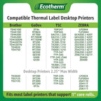 1.25" x 1" Thermal Labels | 6 Rolls | 14040 Labels | fits Zebra, Godex, Arkscan, iDPRT, Offnova Thermal Label Printers and More | Blank White Adhesive Stickers by Ecotherm
