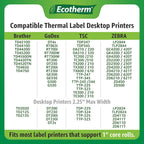 1.5" x 1" Thermal Labels | 6 Rolls | 11400 Labels | fits Zebra, Godex, Arkscan, iDPRT, Offnova Thermal Label Printers and More | Blank White Adhesive Stickers by Ecotherm