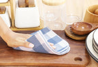 Waffle Weave Plaid Dish Cloths, 100% Cotton - 12 x 12 Inches, Ultra Soft Absorbent Quick Drying Dish Towels Buffalo Check Dish Rags for Kitchen, 6 Pack - Spring Summer - Smoky Grey and White