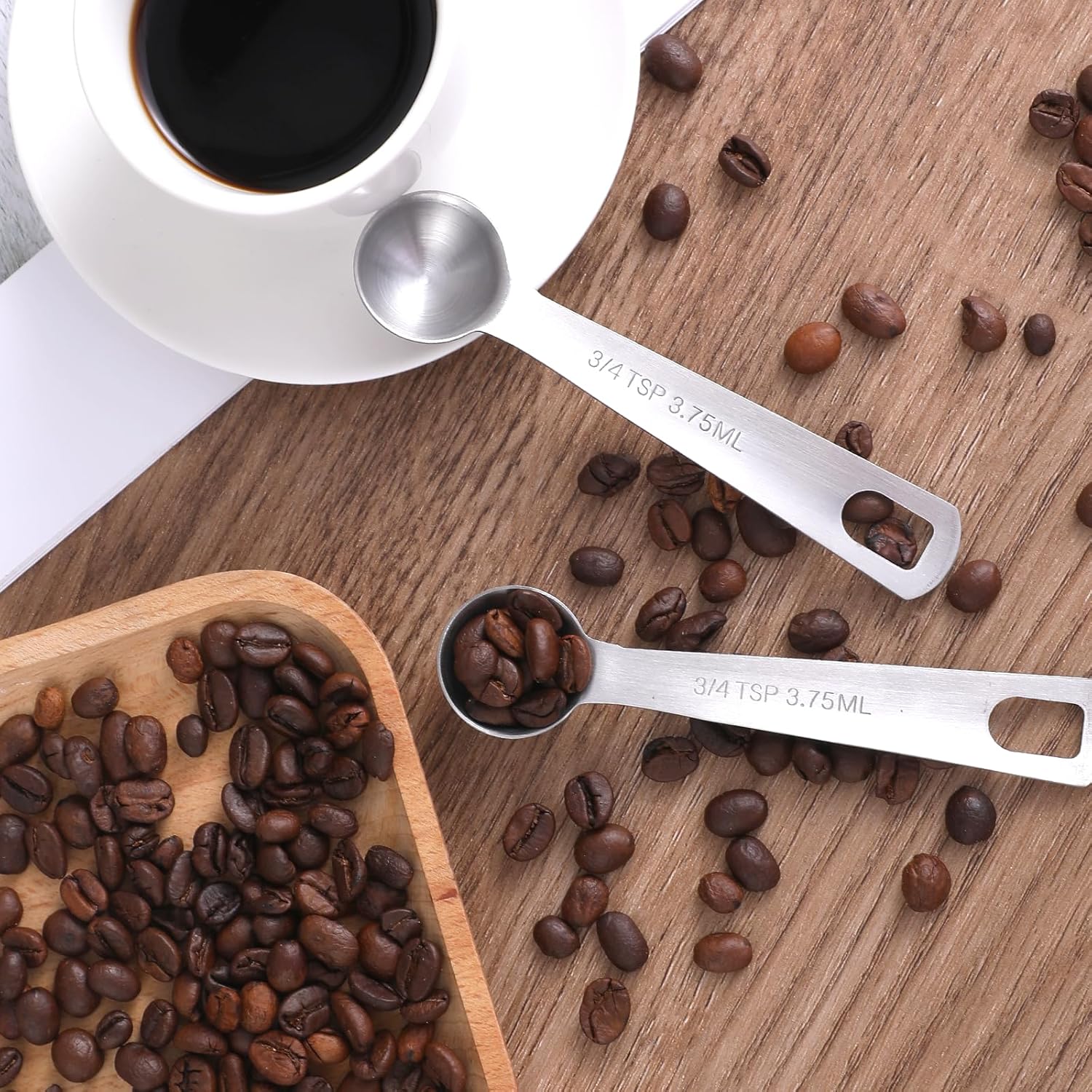 Measuring Spoons, 2 Pcs Stainless Steel Tablespoon 3.75ML / 3/4 TSP, Small Metal Teaspoons for Measuring Dry and Liquid Ingredients