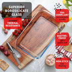 Nestl 8-Pack Glass Baking Dishes for Oven, Glass Food Storage Containers with Lids, Leakproof Casserole Dishes for Oven with Lid, Cooking, Microwave Oven Freezer Safe Bakeware, 9x13 Lasagna Pan Black