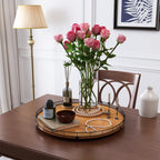 Farmhouse Oak 21" Lazy Susan Turntable Organizer for Cabinet, Round Wooden Lazy Susan Organization and Storage for Dining Table, Pantry, Kitchen, Countertop, Cupboard,Home Decor, Walnut (21)