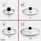 Glass Lids Set - 6"+8"+10"+12"-Inch / 15.24cm+20.32cm+25.4cm+30.48cm - Compatible with Lodge Cast Iron - Fully Assembled Tempered Replacement Cover - Oven Safe for Skillets Pans: Universal Cookware