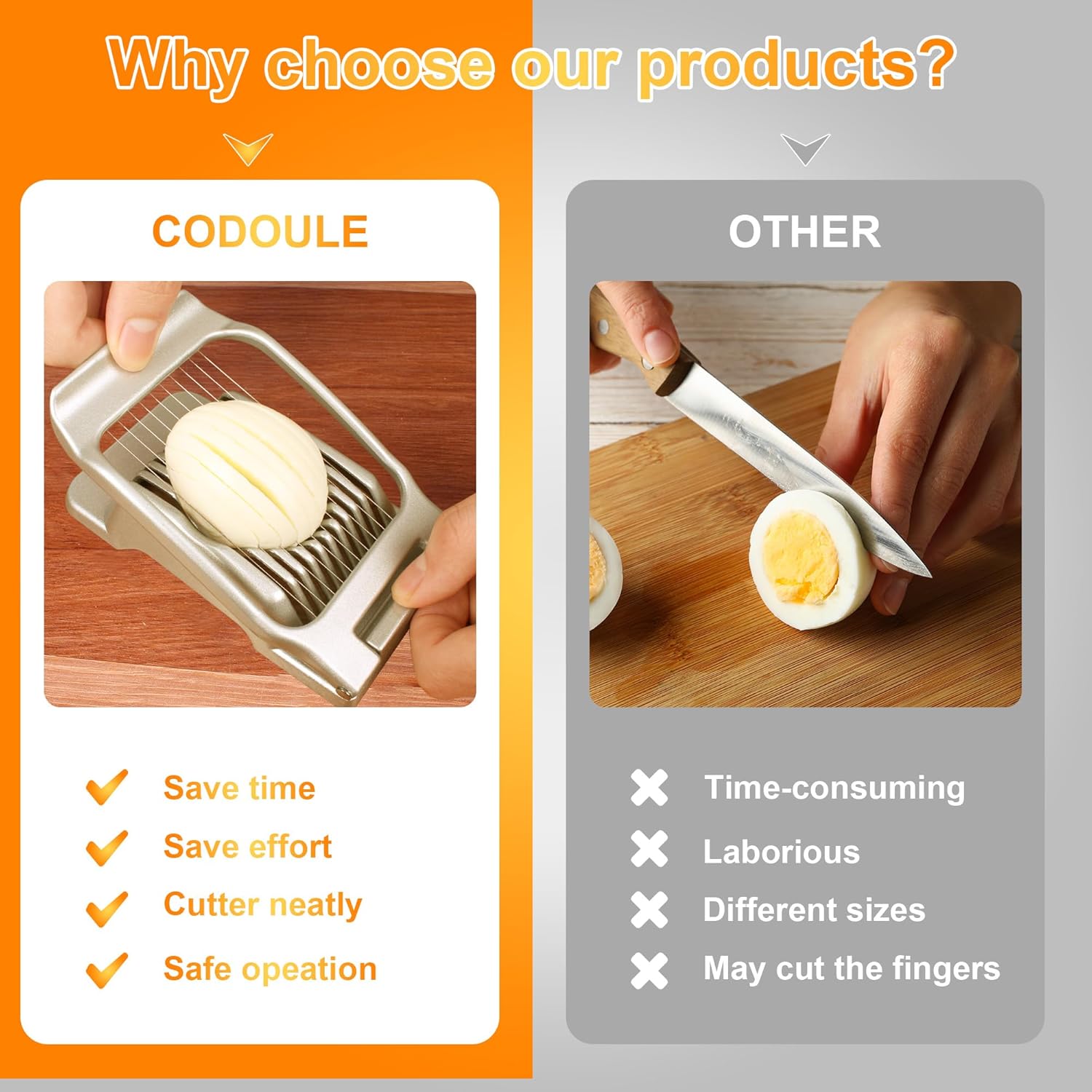 Egg Slicer for Hard Boiled Eggs Egg Cutter Strawberry Slicer (Gold)