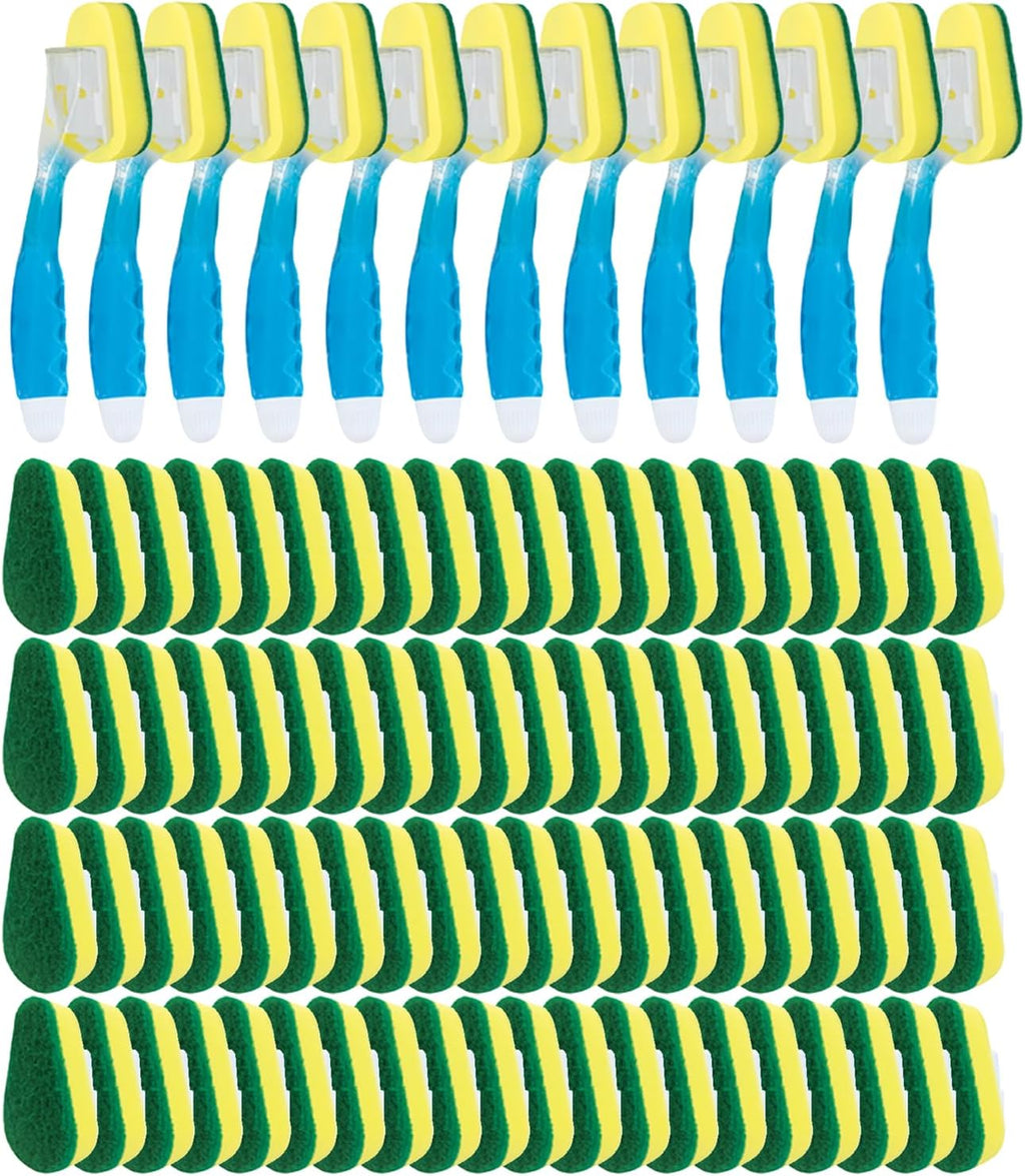 Lola Products Dish Brush w/Soap Dispenser Wand, Absorbent Sponge Scrubber, No Leaking. Clean Dishes and Sinks, 12 Brushes & Heads & 72 Refills