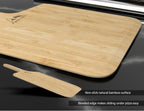 Bamboo Pizza Peel With Cutter and Server, Bamboo Pizza Board Wooden Pizza Paddle Spatula Oven Accessory for Baking Homemade Pizza, Wood Cutting Board for Cheese Bread Fruit Vegetables