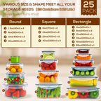 50 PCS Thicker Food Storage Containers with Lids, Clear Stackable Airtight Leakproof Reusable Plastic Meal Prep Container Set for Kitchen Storage/Lunch, Fridge/Microwave Safe with Labels&Pen