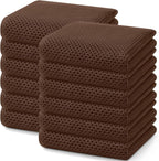 Homaxy 100% Cotton Waffle Weave Kitchen Dish Towels, Ultra Soft Absorbent Quick Drying Cleaning Towel, 13 x 28 Inches, 12-Pack, Coffee