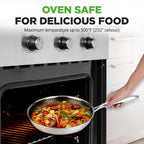 6-Piece Cookware Set Stainless Steel - 3 layers Kitchenware Pans Set Kitchen Cookware w/DAKIN Etching Non-Stick Coating - Small, Medium, & Large Stir Fry Pan with Lid - NutriChef NC3PFRY3