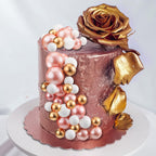 108 Pcs Balls Cake Topper DIY Cupcake Insert Foam Balloons for Cake Baking Wedding Anniversary Birthday Decoration(Rose Gold, White, Gold,Multi Sizes)