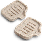 Self Draining Soap Dish- 2 Pcs Bar Soap Holder for Shower, Large Soap Savers Soap Tray Sponge Holder for Kitchen Bathroom Bathtub Sink, Linen