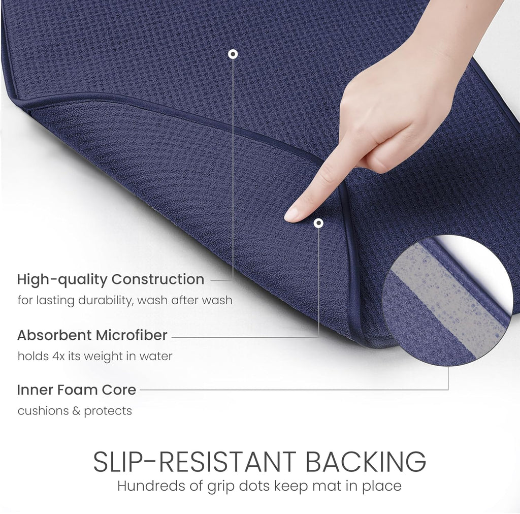 Bellemain XXL Dish Mat Microfiber Dish Drying Mat, Super absorbent (Navy, 17" x 24")