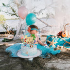 Gyufise 1Pcs Summer Beach Happy Birthday Cake Topper Glitter Ball Tree Umbrella Pool Cake Pick for Hawaiian Holiday Baby Shower Birthday Party Cake Decorations Supplies Gold