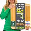 GREENER CHEF 20 Inch Extra Large Bamboo Cutting Board with Lifetime Replacement - Wooden Butcher Block for Kitchen, Carving Meat, Vegetables, and Charcuterie with Deep Juice Groove
