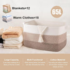 65L Large Storage Basket, Cotton Rope Woven Blanket Basket, Toy Storage for Baby Room, Living Room, Gradient Yellow