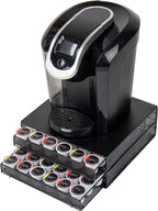 Mind Reader Single Serve Coffee Pod Organizer with 2 Drawers, 72 Pod Capacity, Metal Mesh, 13"L x 12.75"W x 5"H, Black