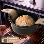 TuBon Silicone Bread Sling for Dutch Oven,Non-Stick & Easy Clean & Odor-Free, Reusable Silicone Bread Baking Mat with Long Handles, Easy to Transfer Sourdough Bread(2 Grey pcs)