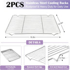 E-far Large Baking Sheet with Wire Rack (2 Pans + 2 Racks), 20 x 14 Inch Stainless Steel Cookie Pans Tray & Cooling Rack for Baking, Non Toxic & Heavy Duty & Rust Free, Oven & Dishwasher Safe