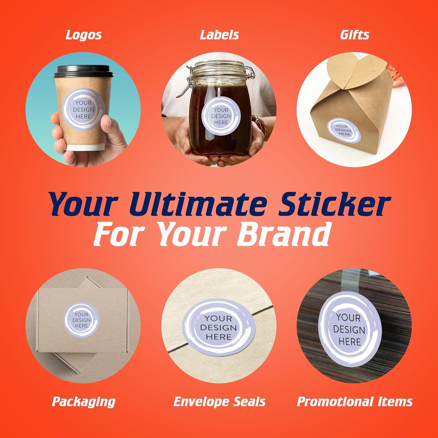 100 Custom Vinyl Stickers - Upload Your own Image, Text, Design, Logo - Personalized Logo Labels for Handmade, Packaging, Bottle, Jars, Candle, Brand Stickers (Lavender Swirls, 3x3)