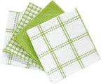 T-fal Premium Waffle Dish Cloths: Highly Absorbent, Super Soft Long Lasting - 100% Cotton, 12"x13" Flat Waffle Dish Towel for Cleaning & Drying Dishes, (4-Pack), Green