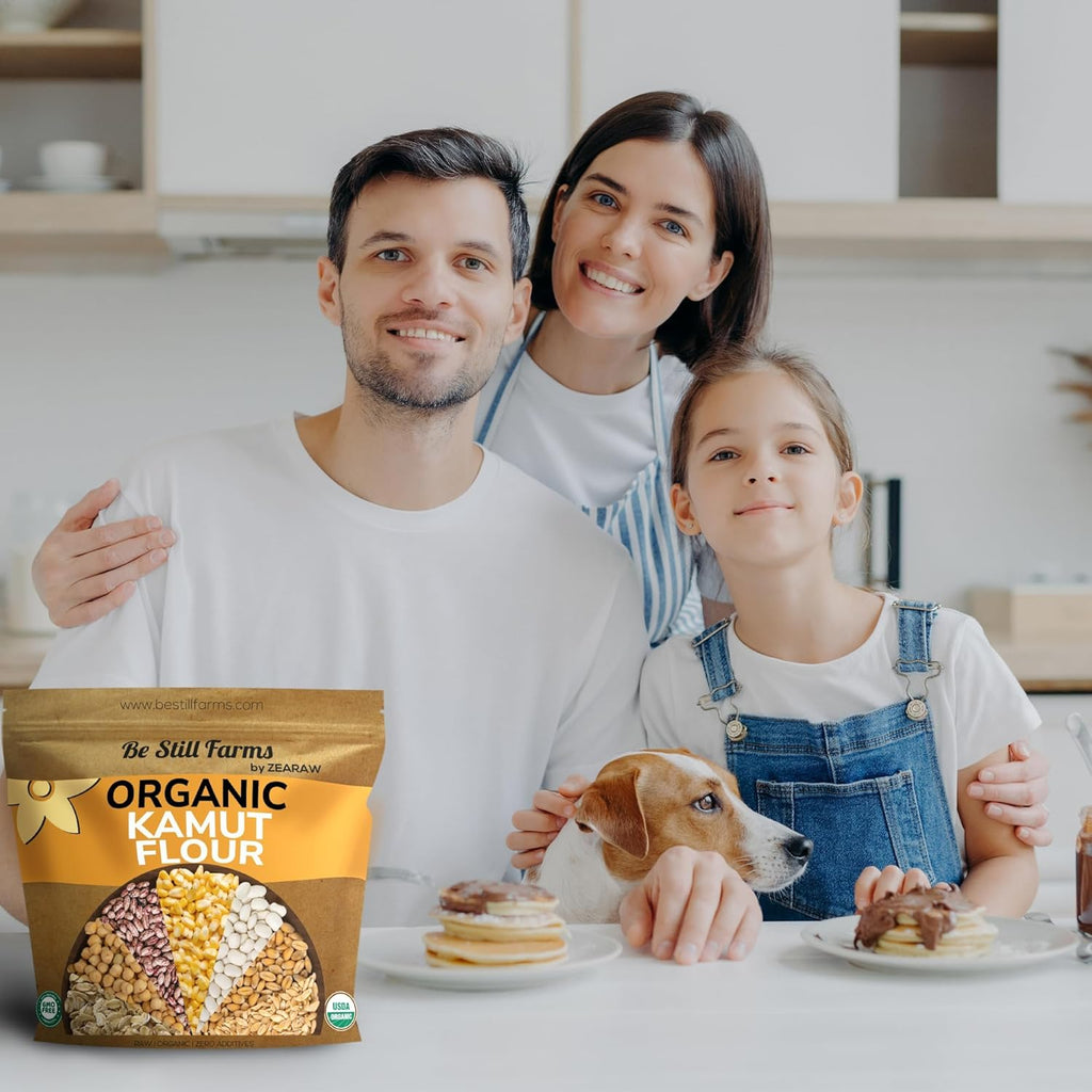 Kamut Flour Organic Bulk by Be Still Farms - Bread Flour for Baking (2.8 lb) Khorasan - Organic Whole Wheat Flour Unbleached - High in Fiber | USA Grown | USDA Certified | Vegan | Non-GMO