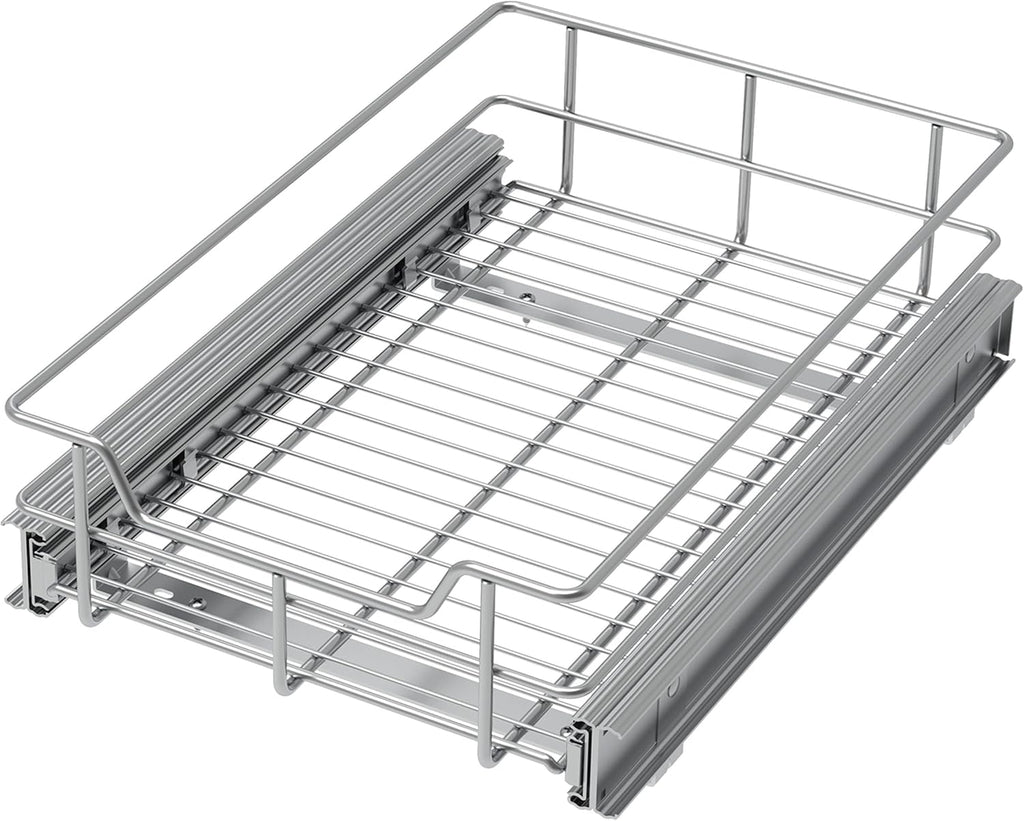 Pull Out Cabinet Organizer 11" W X 17" D, Slide Out Drawers For Kitchen Organizers and Storage, Pull Out Drawers For Cabinets Capacity Heavy Duty Caddy, Cabinet Shelves Chrome-Plated, Bathroom Pantry