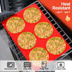 Jumbo Muffin Top Pan, 4 Inch Extra Large Egg Baking Pan for Oven Silicone Molds for Breakfast Sandwiches, English muffins, Whoopie Pies, Corn Bread, Egg bites, 2 Pack Red