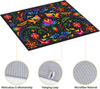 Mexican Dish Drying Mat for Kitchen Counter Mexican Flower Decorative Dish Drainer Rack Mats 16x18 Inch Absorbent Reversible Drying Pad Black