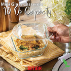 Simax Casserole Dish For Oven, 10 Ounce Mini Glass Baking Dish With Lid, Small, Personal Sized Bakeware and Cookware, Great for Storage, Microwave, Oven, And Dishwasher Safe Borosilicate Glass Dish