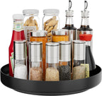 Ovicar Lazy Susan Turntable Organizer - 11 inch Rotating Spice Rack Metal Lazy Susan for Cabinet Pantry Kitchen Countertop Bathroom Refrigerator Table Storage, Black