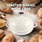MGKKT Enameled Cast Iron Dutch Oven Pot for Sourdough Bread Baking, 5 Quart Non Stick Cloche Homemade Bread Oven with Lid, Baking Gifts, Alpine Oat White