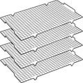 HULISEN 4 Pack Cooling Racks - 16" x 10", Nonstick Wire Baking Rack with Handle fits Half Sheet Pan for Cooking, Roasting, Grilling, Drying, Metal Mesh Cookie Rack for Cooling Cake, Oven Safe