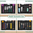 Utoplike Bamboo Silverware Drawer Organizer, Expandable Kitchen Utensils Drawer Organiser, Cutlery Tray Dividers, Flatware Caddy Drawer Insert, Office Supplies, Black 5-7 Slot