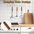 FJNATINH Stainless Steel Wok Spatula,Ladle,Skimmer Ladle Tool Set,Mirror Polished Cooking Utensils with Wooden Handle,Easy to Clean Wok Accessories,Sliver 3 PCS