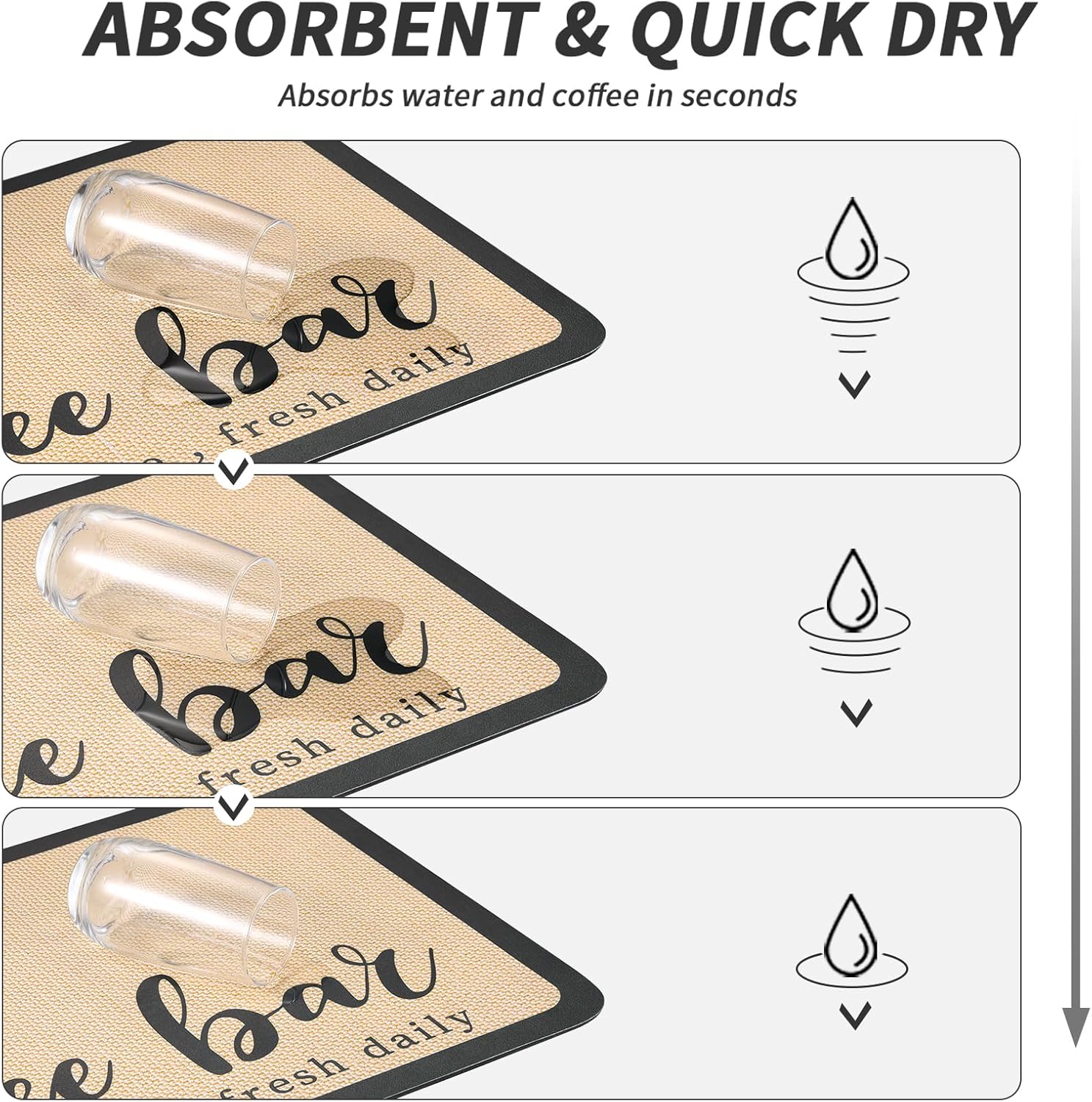 Coffee Mat - Absorbent Hide Stain Rubber Backed Dish Drying Mat for Kitchen Counter - Bar Mats for Countertops Accessories Fit Under Coffee Maker Espresso Machine